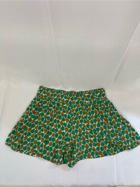 Green & Mustard Print Pear Summer Shorts Women’s size 10